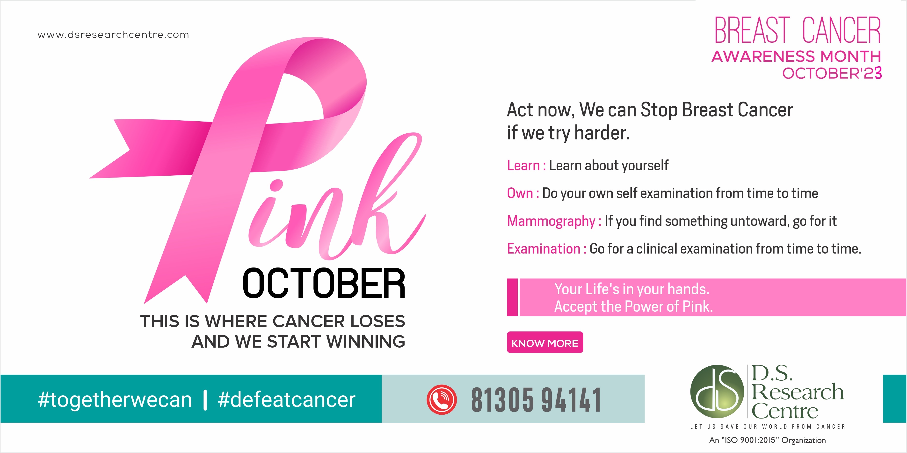 BREAST CANCER - AWARENESS IS FIRST STEP TOWARDS SURVIVAL