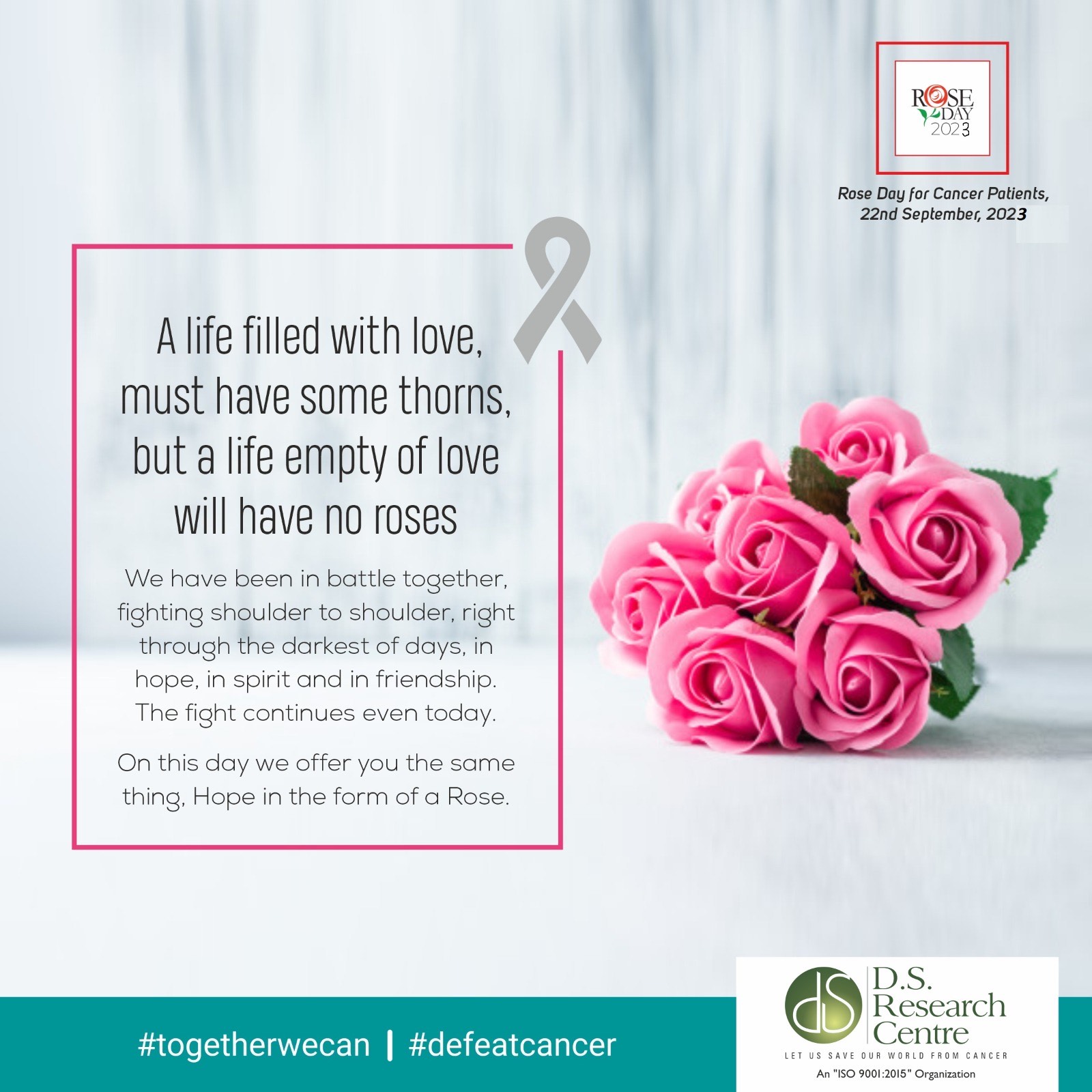 "Blossoming Hope: Celebrating Rose Day with Cancer Patients at D.S. Research Centre"